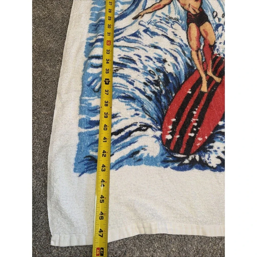 Vtg Surfer Bikini Wave Beach Towel 48x24” Couple Groovy 1960’s A Jay Original
